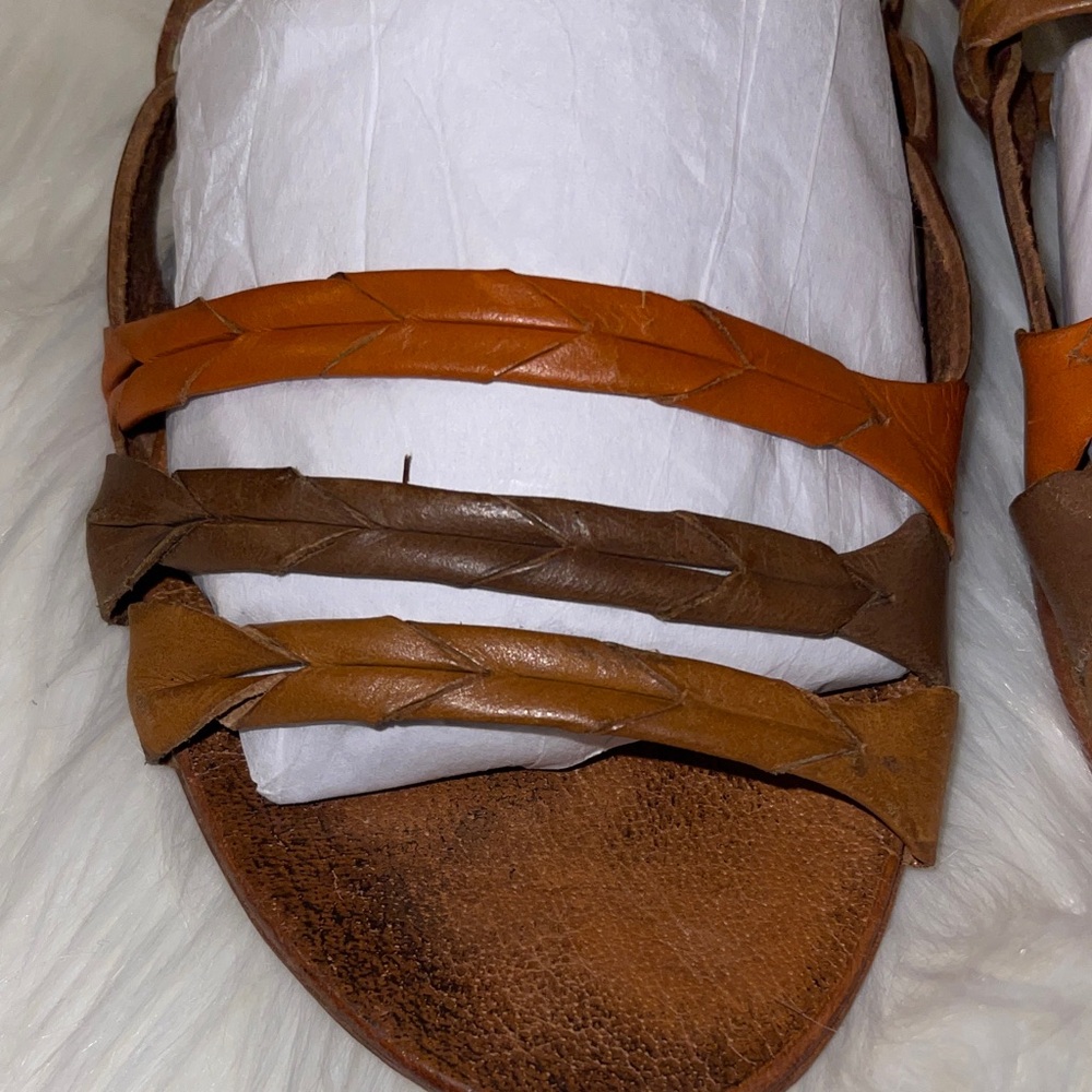 Ecote Brown and Orange Strappy Sandals - Picture 3 of 7